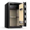 Digital Security Safe Box with alarm ; Lock Box Safe with Inner Cabinet LED Light; Home Safe for Money Jewelry Documents; black