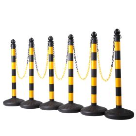 6 PCS Outdoor/Indoor Plastic Stanchion Post Set;  Queue Line Safety Barrier with Plastic Chains