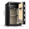 Digital Security Safe Box with alarm ; Lock Box Safe with Inner Cabinet LED Light; Home Safe for Money Jewelry Documents; black