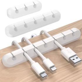 White Cable Clips; Cord Organizer Cable Management; include 7; 5; 3 Slots; Cable Organizers USB Cable Holder Wire Organizer Cord Clips; 3 Packs Cord H (Color: black)