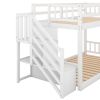Twin over Twin Floor Bunk Bed;  Ladder with Storage