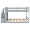 Twin over Twin Floor Bunk Bed;  Ladder with Storage