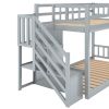 Twin over Twin Floor Bunk Bed;  Ladder with Storage