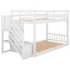 Twin over Twin Floor Bunk Bed;  Ladder with Storage